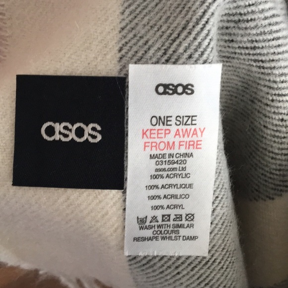 ASOS black, grey, white/ cream striped poncho - Picture 3 of 3